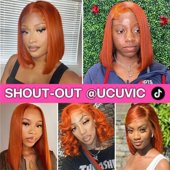 UCUVIC Ginger Lace Front Wigs Bob Wig 13x4 Frontal Glueless Wigs Human Hair Pre